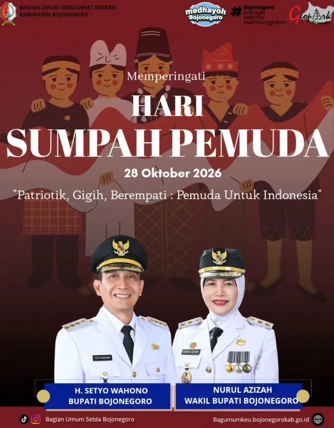 Peringati Hari Sumpah Pemuda 28 Oktober 2026, Pemkab Bojonegoro Dorong Peran Aktif Pemuda Membangun Daerah